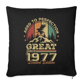 Anniversaire vintage 1977 - idée cadeau rétro 1977 - Housse de coussin décorative 45 x 45 cm - noir - Devant