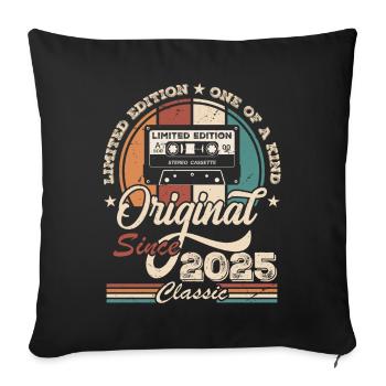 Original Rétro Cadeau Anniversaire pour Né en 2025 - Housse de coussin décorative 45 x 45 cm - noir - Devant