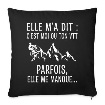 VTT Humoristique Humour - Housse de coussin décorative 45 x 45 cm - noir - Devant