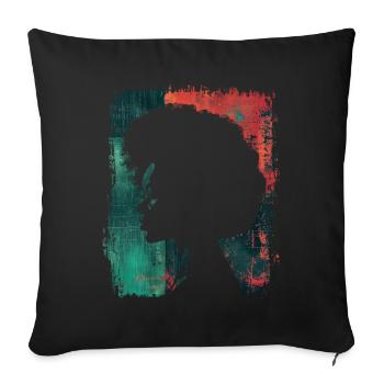 Woman Afro African American African Head Retro - Sofa pillowcase 17,3'' x 17,3'' (45 x 45 cm) - black - Front