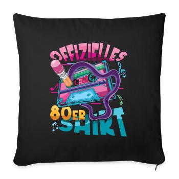 Offizielles 80er Kostüm Alaaf Helau Rosenmontag - Sofakissenbezug 45 x 45 cm - Schwarz - Vorne