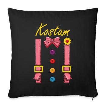 Fasching Kostüm Alaaf Helau Rosenmontag - Sofakissenbezug 45 x 45 cm - Schwarz - Vorne