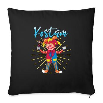 Fasching Kostüm Alaaf Helau Rosenmontag - Sofakissenbezug 45 x 45 cm - Schwarz - Vorne