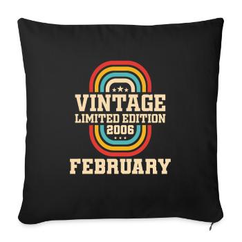 18e anniversaire janvier Vintage 2006 idée cadeau - Housse de coussin décorative 45 x 45 cm - noir - Devant
