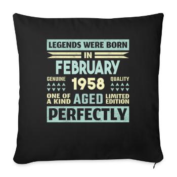 66. Geburtstag FEBRUAR Jahrgang 1958 Geschenkidee - Sofakissenbezug 45 x 45 cm - Schwarz - Vorne