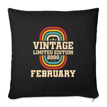 24th Birthday FEBRUARY Vintage 2000 Gift Idea - Sofa pillowcase 17,3'' x 17,3'' (45 x 45 cm) - black - Front