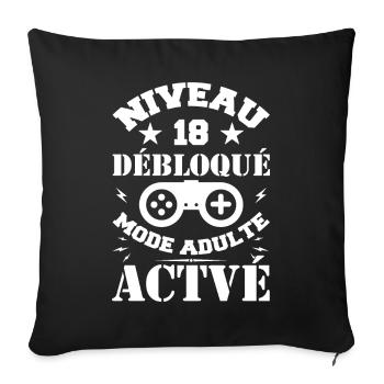 Level 18 Unlocked 18th Birthday - Sofa pillowcase 17,3'' x 17,3'' (45 x 45 cm) - black - Front