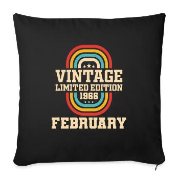 58. Geburtstag FEBRUAR Jahrgang 1966 Geschenkidee - Sofakissenbezug 45 x 45 cm - Schwarz - Vorne