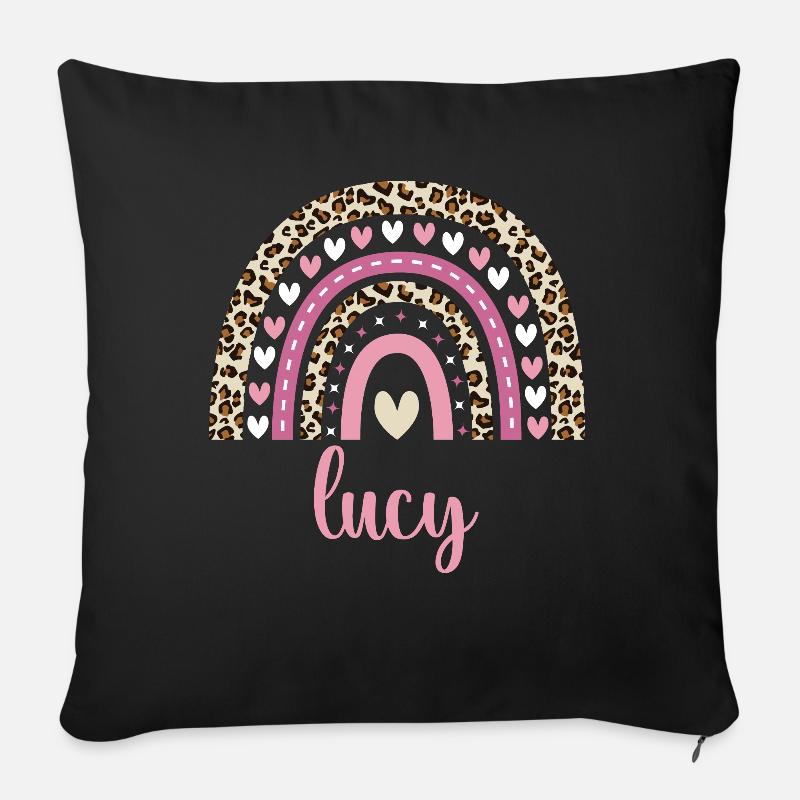 Lucy Regenbogen Name Geburtstag Lucy - Sofakissenbezug 45 x 45 cm - Schwarz