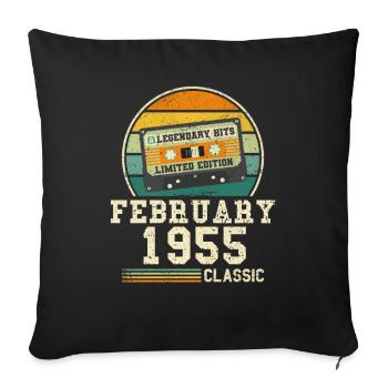 69. Geburtstag FEBRUAR Jahrgang 1955 Geschenkidee - Sofakissenbezug 45 x 45 cm - Schwarz - Vorne