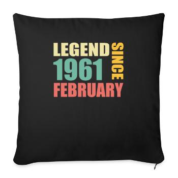 63. Geburtstag FEBRUAR Jahrgang 1961 Geschenkidee - Sofakissenbezug 45 x 45 cm - Schwarz - Vorne