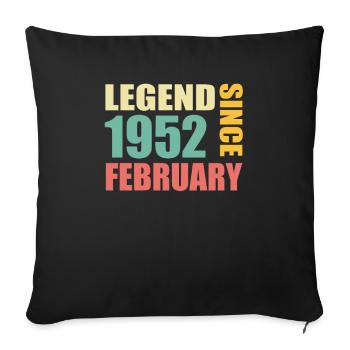 72. Geburtstag FEBRUAR Jahrgang 1952 Geschenkidee - Sofakissenbezug 45 x 45 cm - Schwarz - Vorne