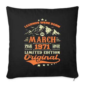 Cadeau D'anniversaire Nées En Mars 1971 Vintage - Housse de coussin décorative 45 x 45 cm - noir - Devant