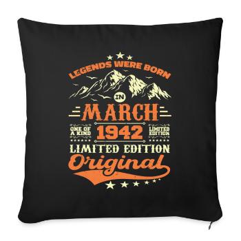 Vintage Born In March 1942 Birthday Gift - Sofa pillowcase 17,3'' x 17,3'' (45 x 45 cm) - black - Front