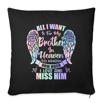 My Brother In Heaven Angel Wings - Housse de coussin décorative 45 x 45 cm - noir - Devant
