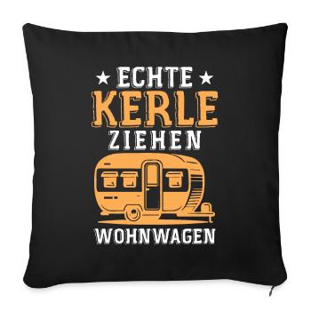Real guys pull caravan - Sofa pillowcase 17,3'' x 17,3'' (45 x 45 cm) - black - Front