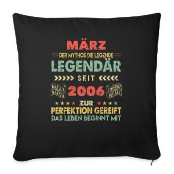 18th Birthday March Vintage 2006 Gift Idea - Sofa pillowcase 17,3'' x 17,3'' (45 x 45 cm) - black - Front