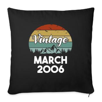 18e anniversaire mars Vintage 2006 idée cadeau - Housse de coussin décorative 45 x 45 cm - noir - Devant