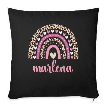 Marlena Regenbogen Name Geburtstag Marlena - Sofakissenbezug 45 x 45 cm - Schwarz - Vorne