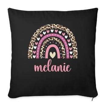 Melanie Regenbogen Name Geburtstag Melanie - Sofakissenbezug 45 x 45 cm - Schwarz - Vorne