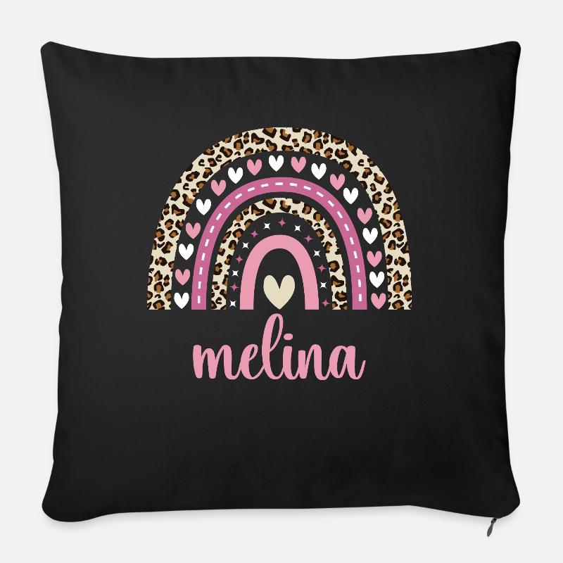 Melina Regenbogen Name Geburtstag Melina - Sofakissenbezug 45 x 45 cm - Schwarz