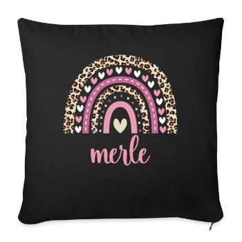 Merle Regenbogen Name Geburtstag Merle - Sofakissenbezug 45 x 45 cm - Schwarz - Vorne