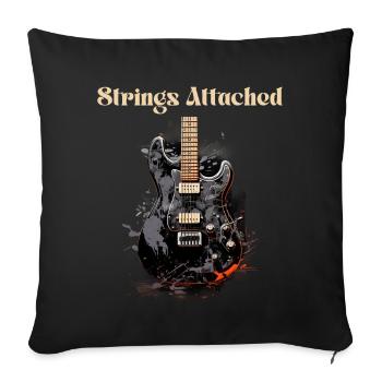 Strings Attached Funny Quote Guitar Teacher - Sofa pillowcase 17,3'' x 17,3'' (45 x 45 cm) - black - Front