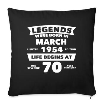 70th Birthday March Vintage 1954 Gift Idea - Sofa pillowcase 17,3'' x 17,3'' (45 x 45 cm) - black - Front
