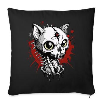 Cat Skull // Totenkopf Katze // Blut FS0006 - Sofakissenbezug 45 x 45 cm - Schwarz - Vorne