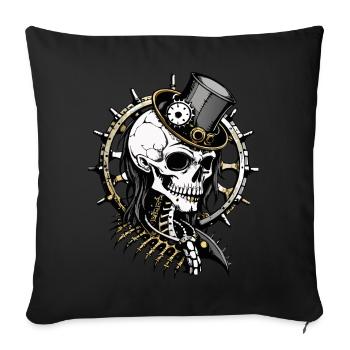 Crâne Steampunk // Totenkopf gothique FS0012 - Housse de coussin décorative 45 x 45 cm - noir - Devant
