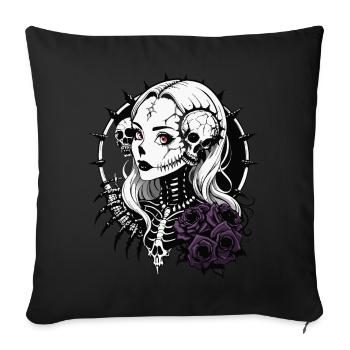 Gothic Girl Skull // Totenkopf Mädchen FS0017 - Sofa pillowcase 17,3'' x 17,3'' (45 x 45 cm) - black - Front
