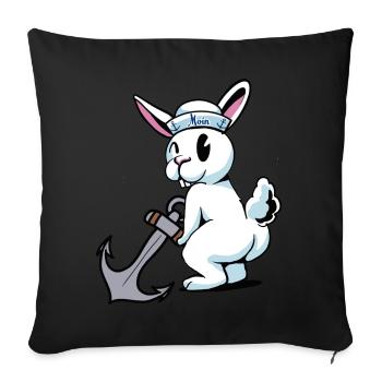 Lièvre, Ancre, Marin, Lapin, Maritime, Ahoy - Housse de coussin décorative 45 x 45 cm - noir - Devant