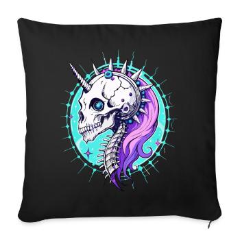 Unicorn Skull // Totenkopf Einhorn // Pink FS0033 - Sofa pillowcase 17,3'' x 17,3'' (45 x 45 cm) - black - Front