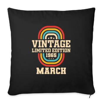 59. Geburtstag März Jahrgang 1965 Geschenkidee - Sofakissenbezug 45 x 45 cm - Schwarz - Vorne