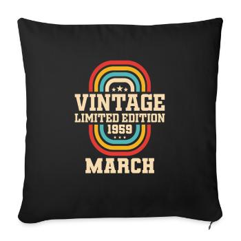 65. Geburtstag März Jahrgang 1959 Geschenkidee - Sofakissenbezug 45 x 45 cm - Schwarz - Vorne