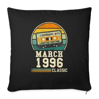 28th Birthday March Vintage 1996 Gift Idea - Sofa pillowcase 17,3'' x 17,3'' (45 x 45 cm) - black - Front