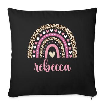 Rebecca Regenbogen Name Geburtstag Rebecca - Sofakissenbezug 45 x 45 cm - Schwarz - Vorne