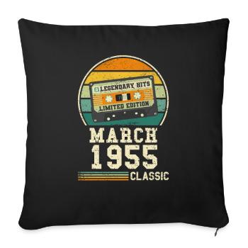 69. Geburtstag März Jahrgang 1955 Geschenkidee - Sofakissenbezug 45 x 45 cm - Schwarz - Vorne