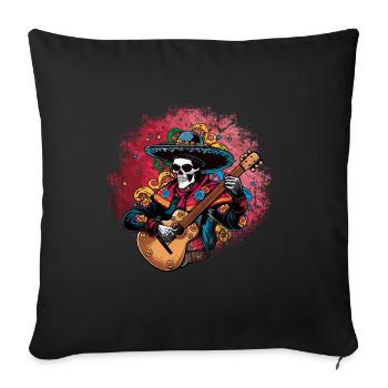 Awesome Skeleton Playing Guitar Cinco De Mayo - Sofa pillowcase 17,3'' x 17,3'' (45 x 45 cm) - black - Front