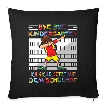 Bye Bye Kindergarten je tape sur la table maintenant - Housse de coussin décorative 45 x 45 cm - noir - Devant