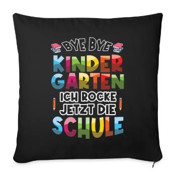 Inscription Bye Bye Kindergarten I’m Rocking Now - Housse de coussin décorative 45 x 45 cm - noir - Devant
