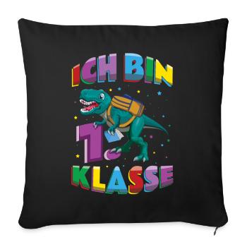 Je suis inscrit en 1ère année de dinosaure - Housse de coussin décorative 45 x 45 cm - noir - Devant