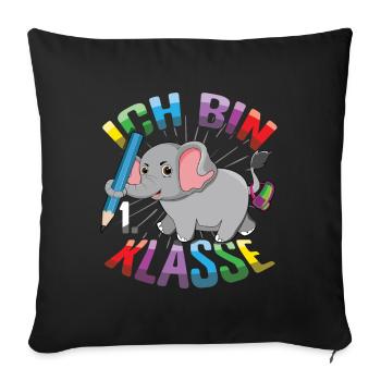 Enrollment I am 1st grade colorful elephant - Sofa pillowcase 17,3'' x 17,3'' (45 x 45 cm) - black - Front
