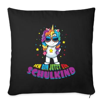 Je suis une licorne d’écolier maintenant - Housse de coussin décorative 45 x 45 cm - noir - Devant