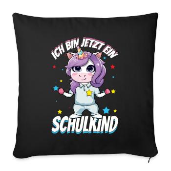 Je suis une licorne d’écolier maintenant - Housse de coussin décorative 45 x 45 cm - noir - Devant