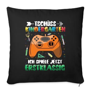 Bye bye kindergarten I'm playing first class now - Sofa pillowcase 17,3'' x 17,3'' (45 x 45 cm) - black - Front