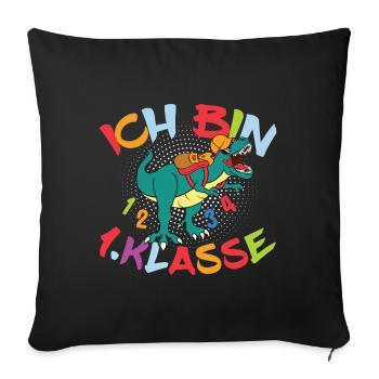 Je suis un dinosaure de 1ère année - Housse de coussin décorative 45 x 45 cm - noir - Devant