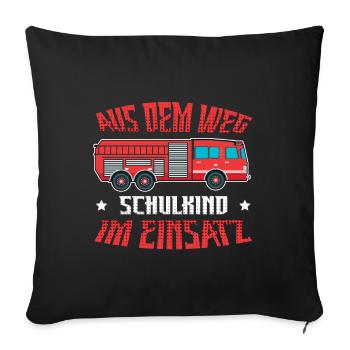 Out of the way: Schoolchild in action Fire brigade - Sofa pillowcase 17,3'' x 17,3'' (45 x 45 cm) - black - Front