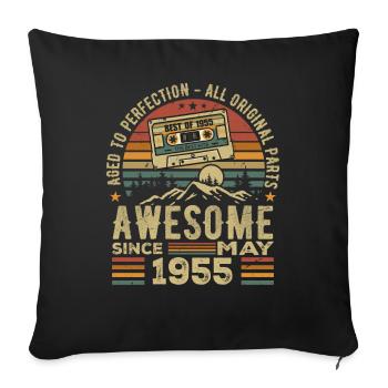 May 1955 Birthday May 1955 Retro Gift - Sofa pillowcase 17,3'' x 17,3'' (45 x 45 cm) - black - Front
