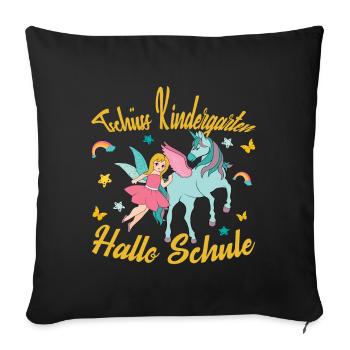 Inscription Bye Bye Kindergarten Hello School - Housse de coussin décorative 45 x 45 cm - noir - Devant